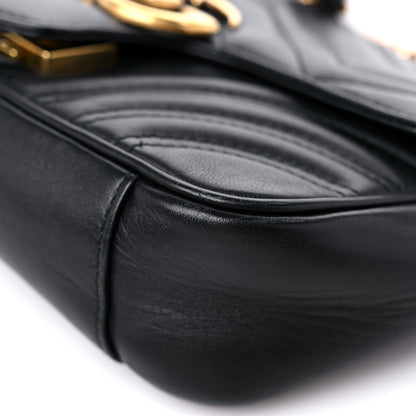 Gucci Calfskin Matelasse Mini GG Marmont Shoulder Bag Black 9 of 16