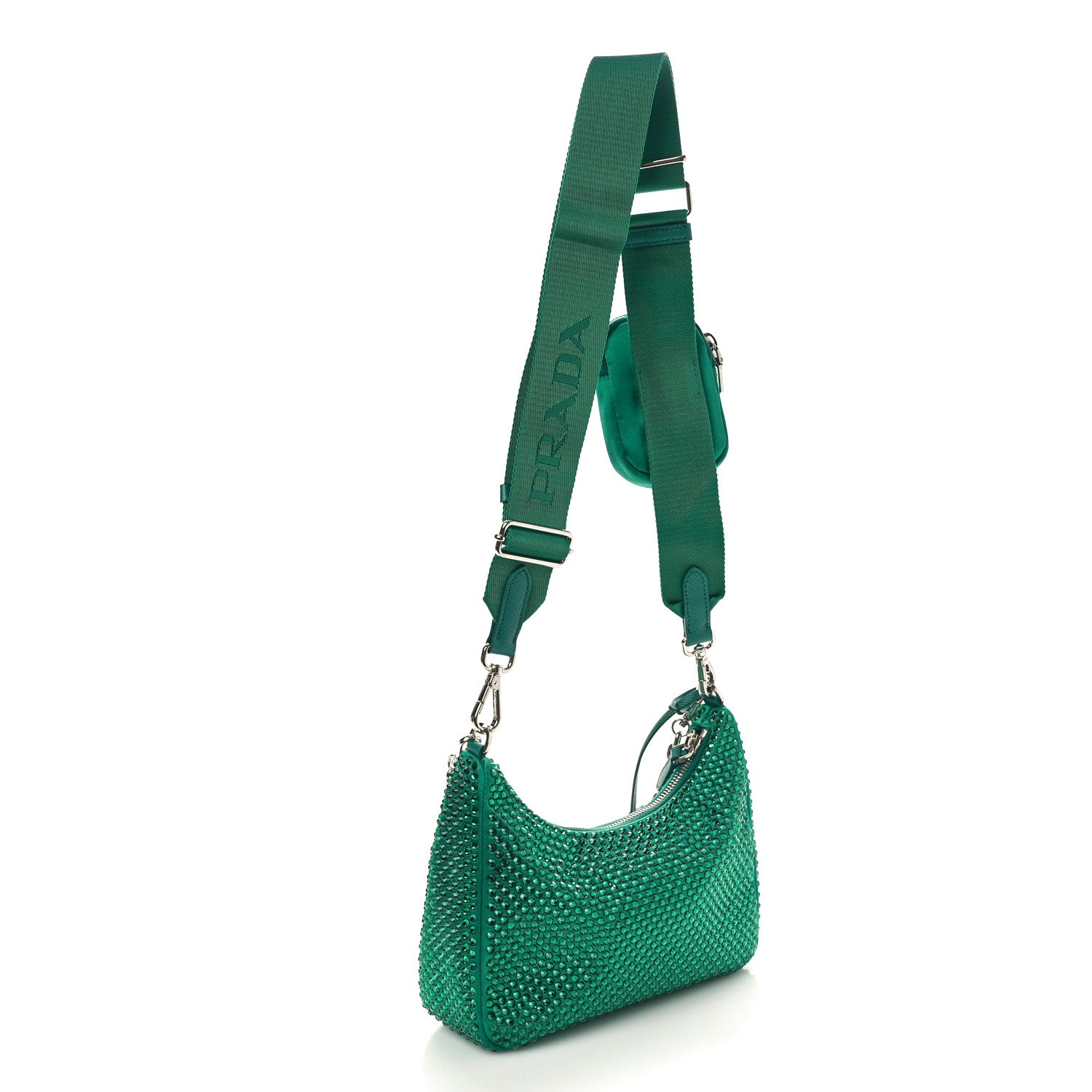 Prada Satin Crystal Re-Edition 2005 Shoulder Bag Mango 2 of 9