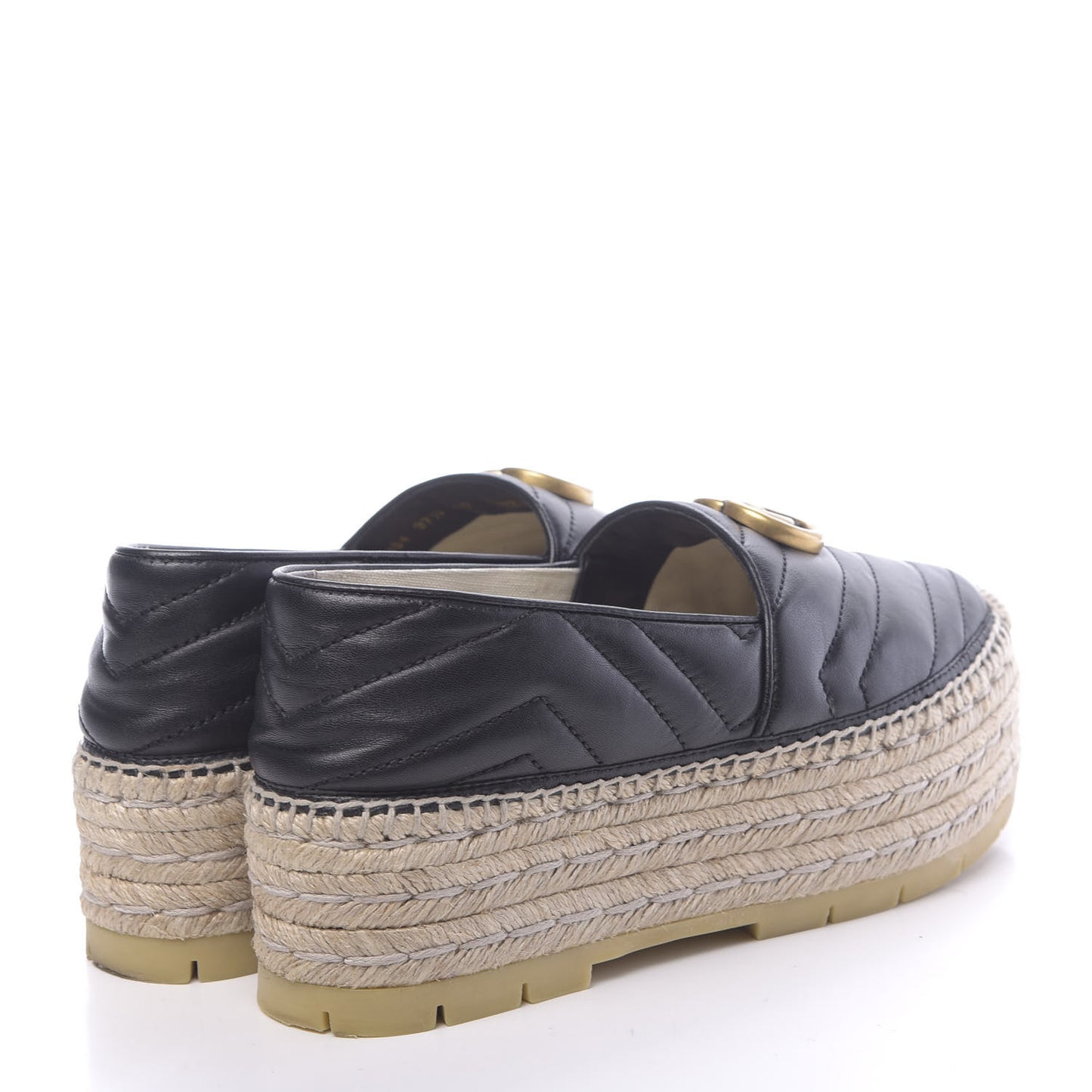 Nappa Matelasse GG Marmont Platform Espadrilles 37.5 Black