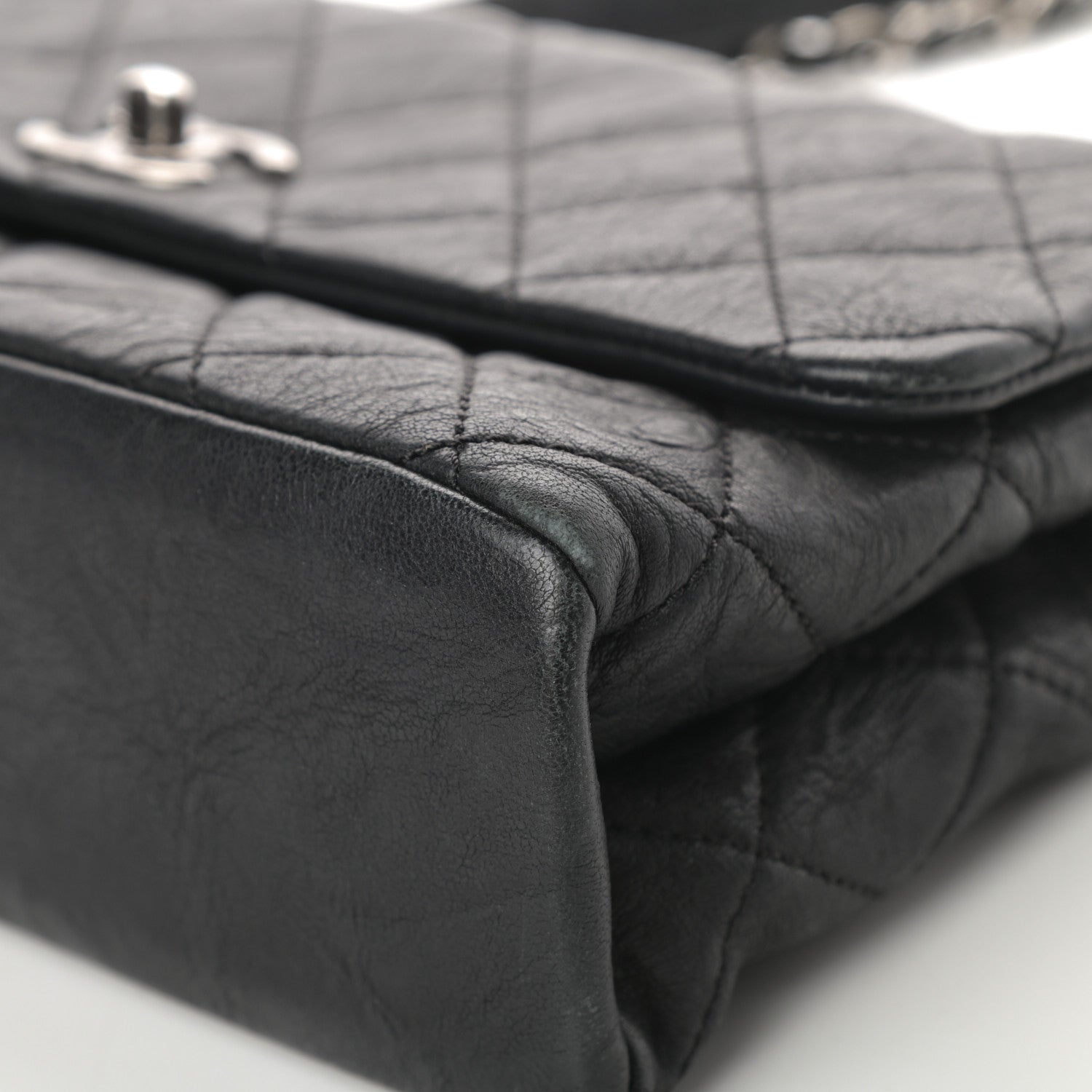 Chanel Crumpled Lambskin Quilted Medium Single Flap Black 10 of 13