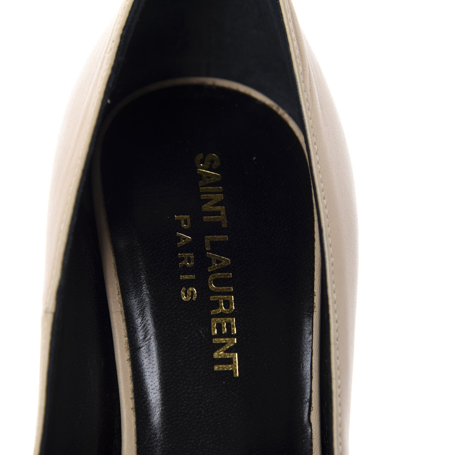Saint Laurent Calfskin Cap Toe Janis 105 Platform Pumps 39 Powder 7 of 12