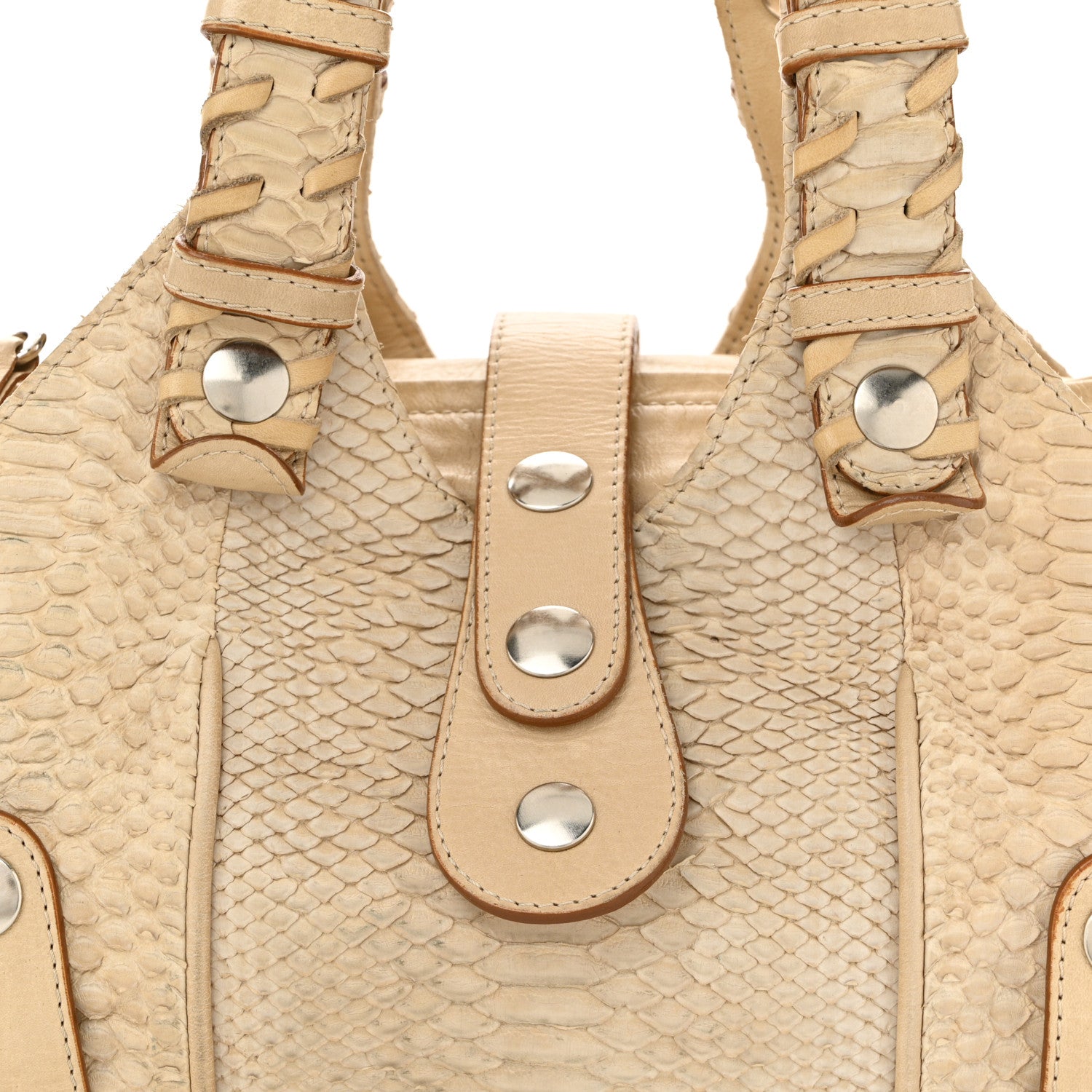 Chloe Snakeskin Calfskin Silverado Shoulder Bag Beige 8 of 11