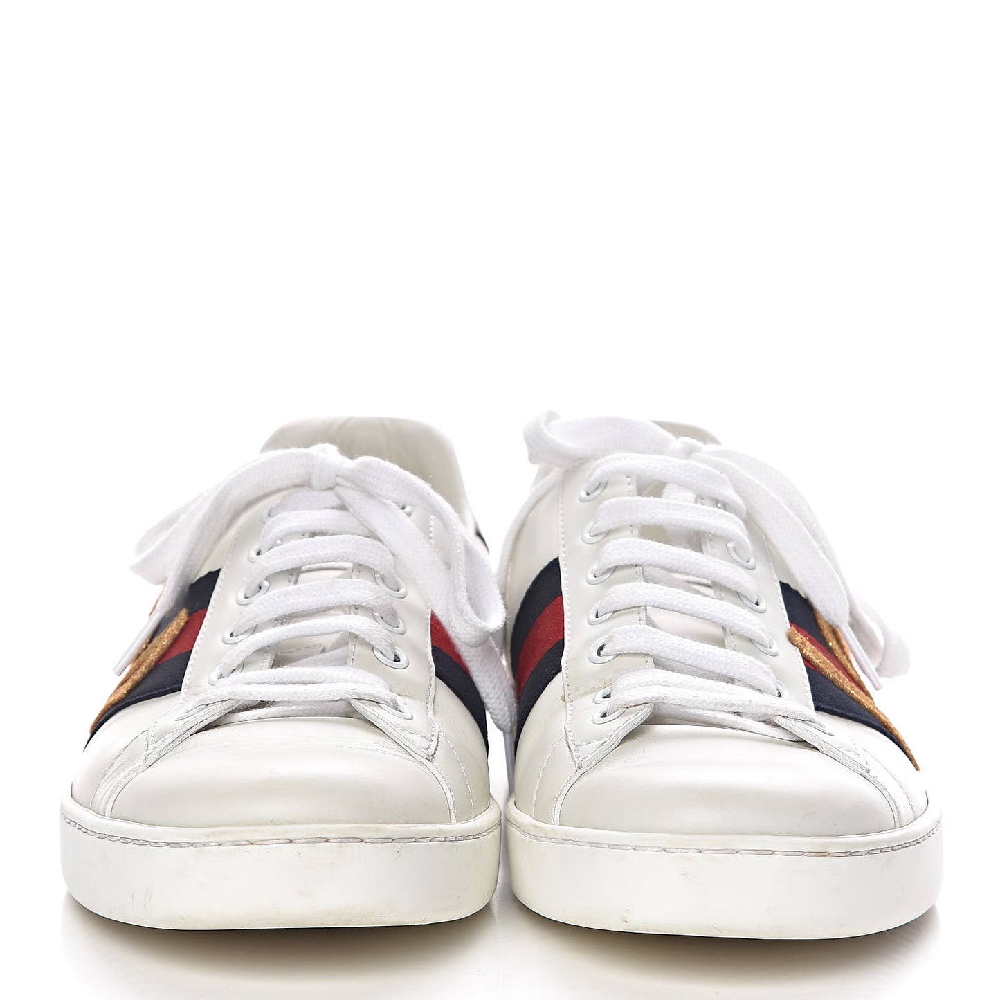 Calfskin Nappa Web LOVED Embroidered Mens Ace Sneakers 9 White Red Flame Notte