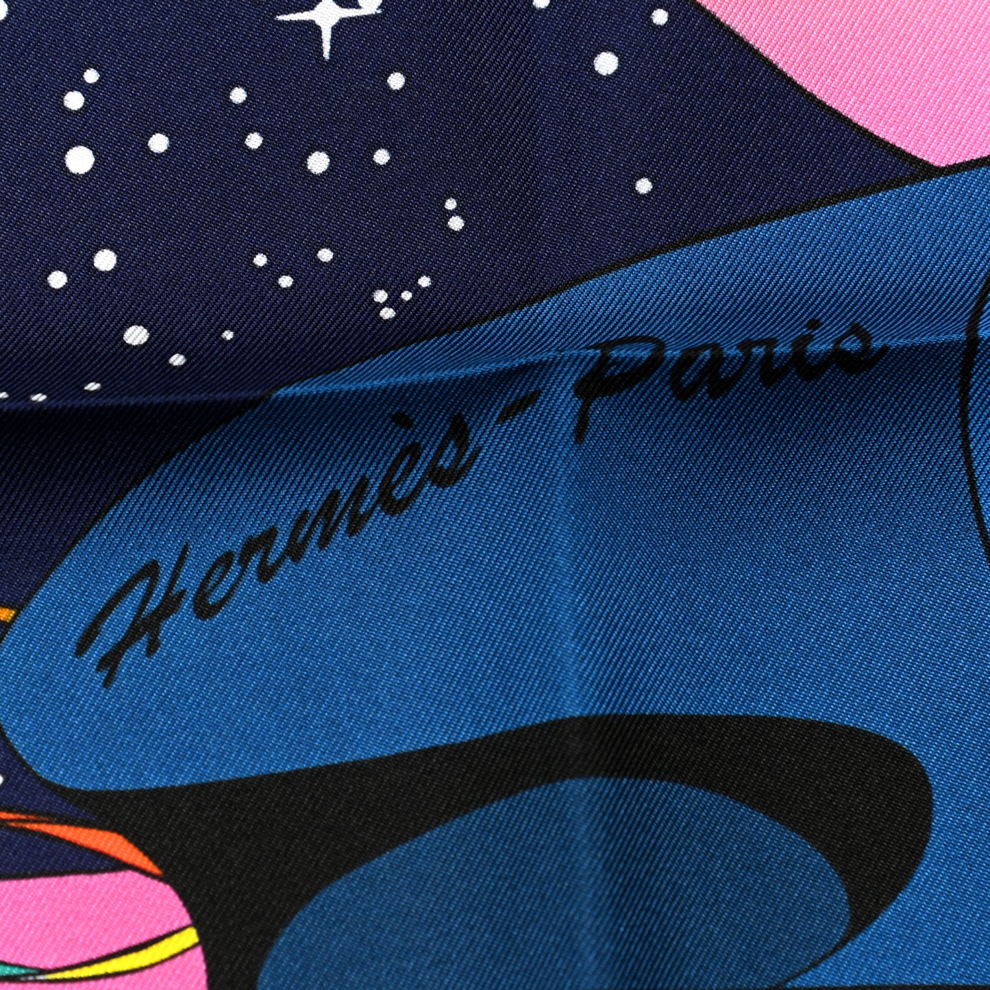 Silk Space Derby Scarf 90 Marine Rose Vif Multicolor