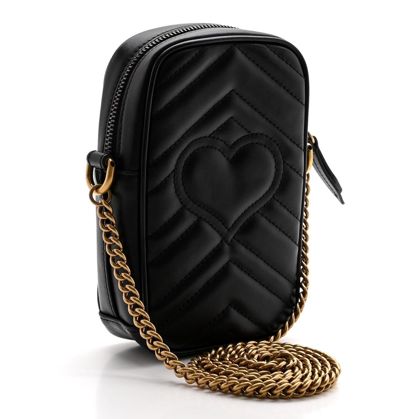 Calfskin Matelasse Mini GG Marmont Crossbody Bag Black