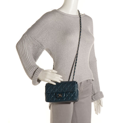 Chanel Pearly Caviar Quilted Mini Rectangular Flap Navy Blue 2 of 9