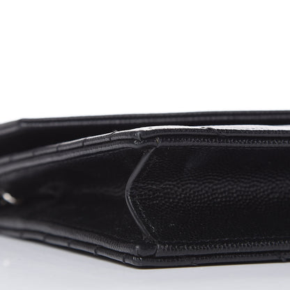 Saint Laurent Grain De Poudre Matelasse Chevron Monogram Envelope Chain Wallet Black 10 of 11