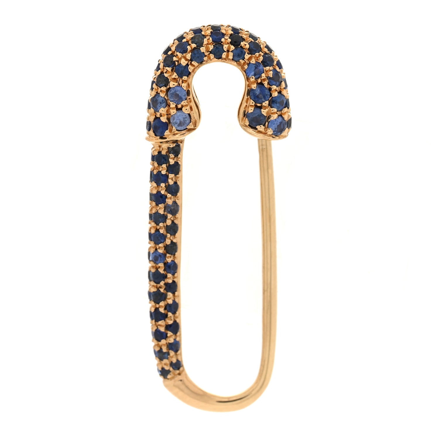 Anita Ko 18K Yellow Gold Blue Sapphire Safety Pin Earring 1 of 3