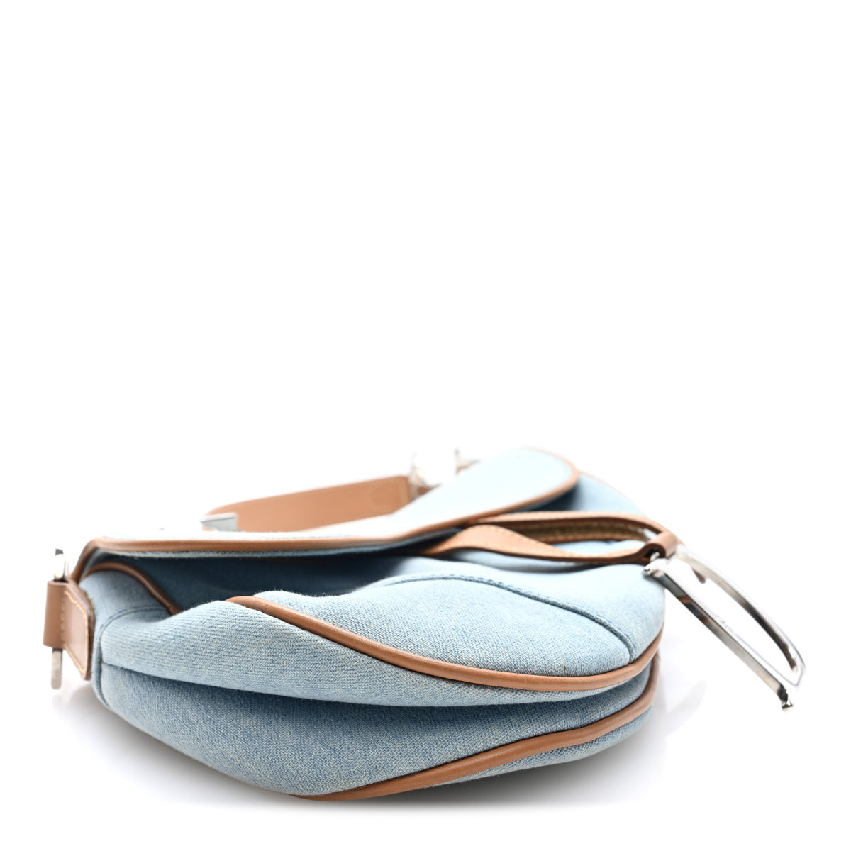 Christian Dior Denim Calfskin Saddle Bag Light Blue 3 of 9
