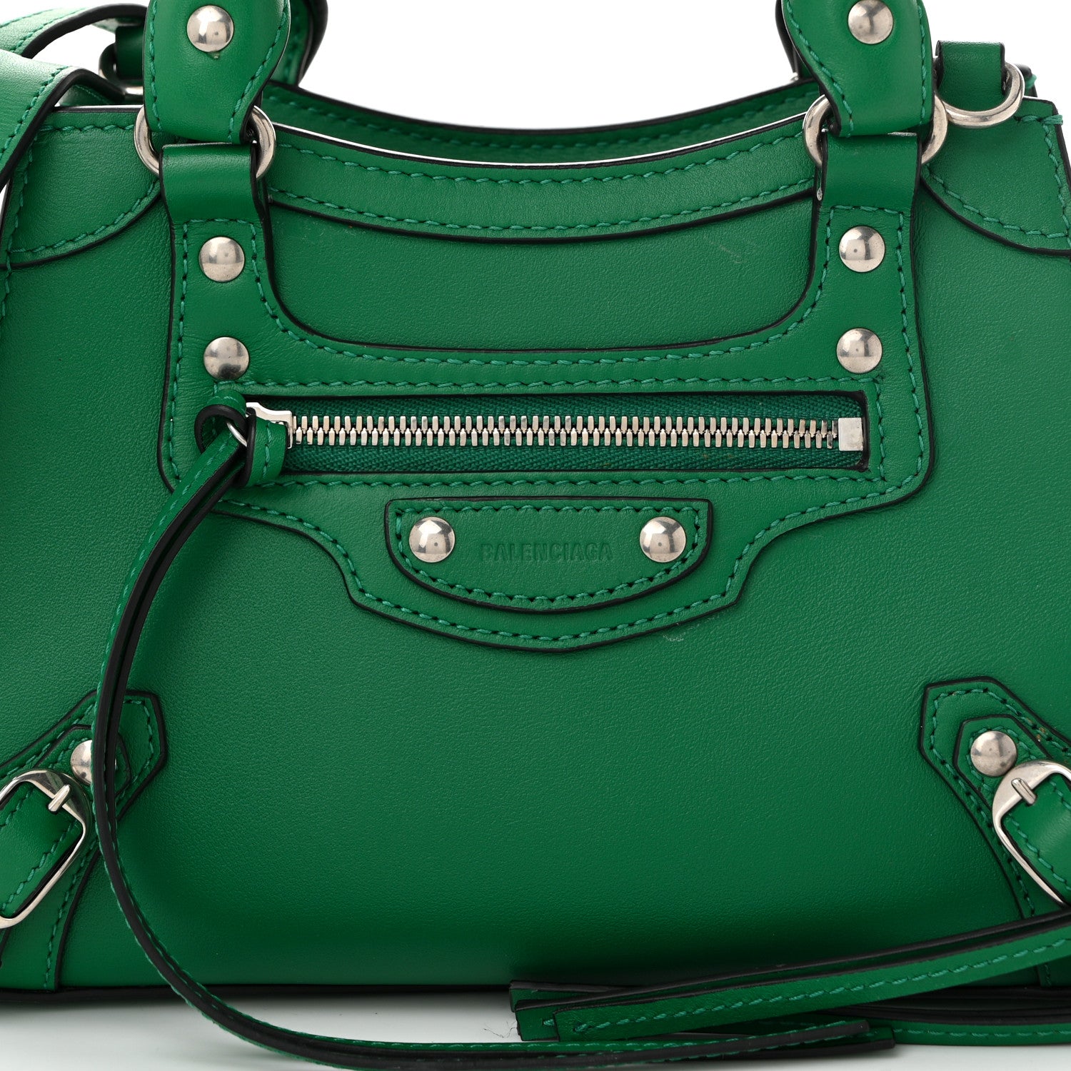 Balenciaga Smooth Calfskin Neo Classic Silver Hardware Mini City Grass Green 8 of 11