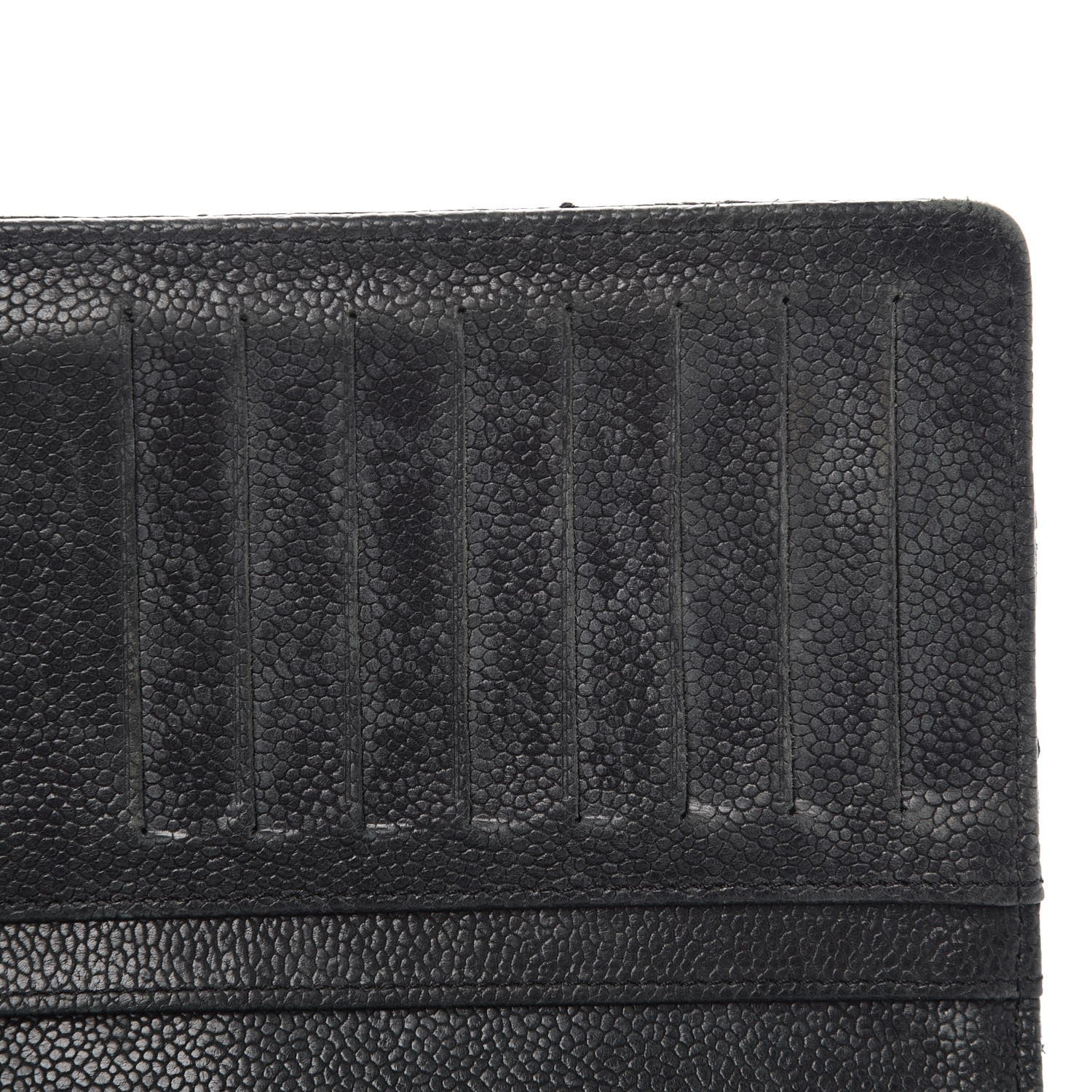 Chanel Distressed Caviar Stitched Outdoor Yen Wallet Black 10 of 13