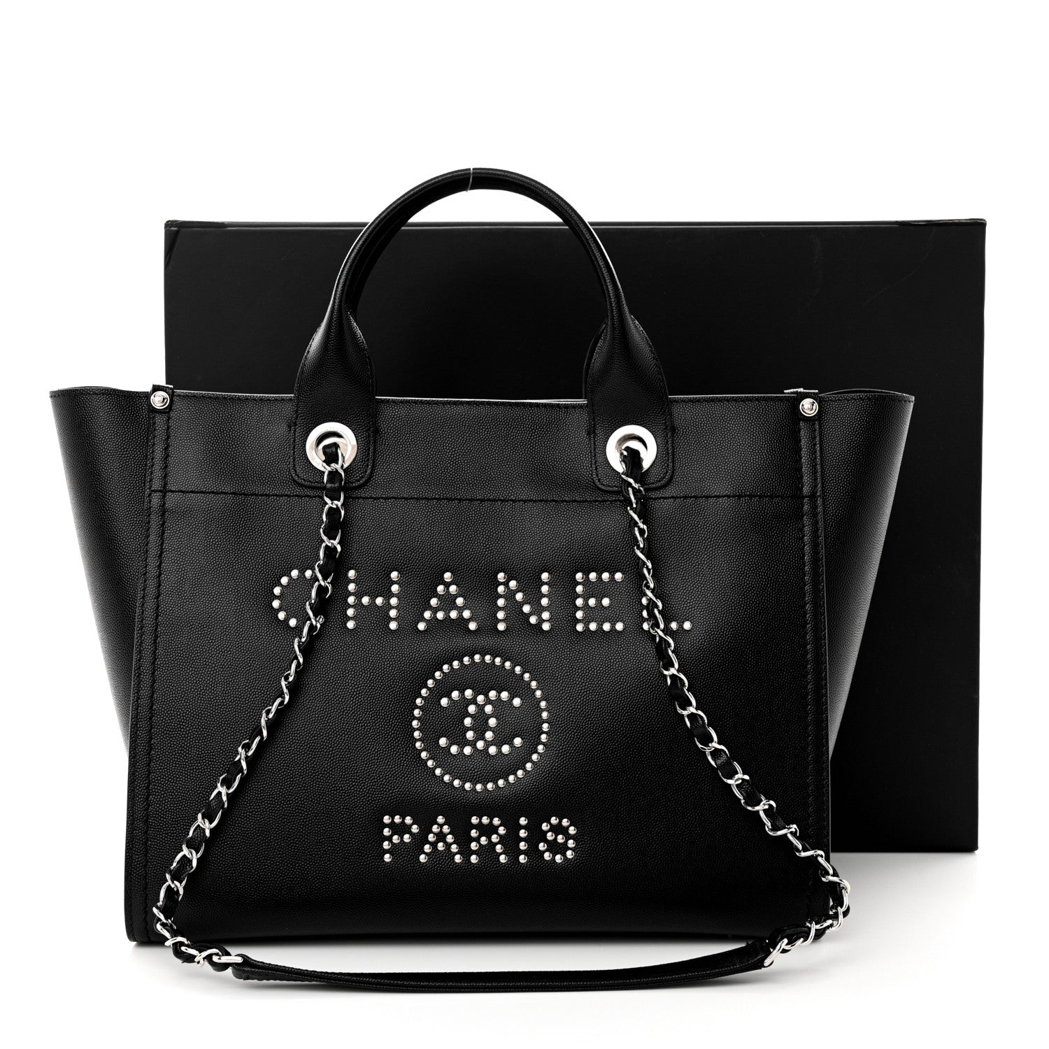 Chanel Caviar Small Studded Deauville Tote Black 13 of 13