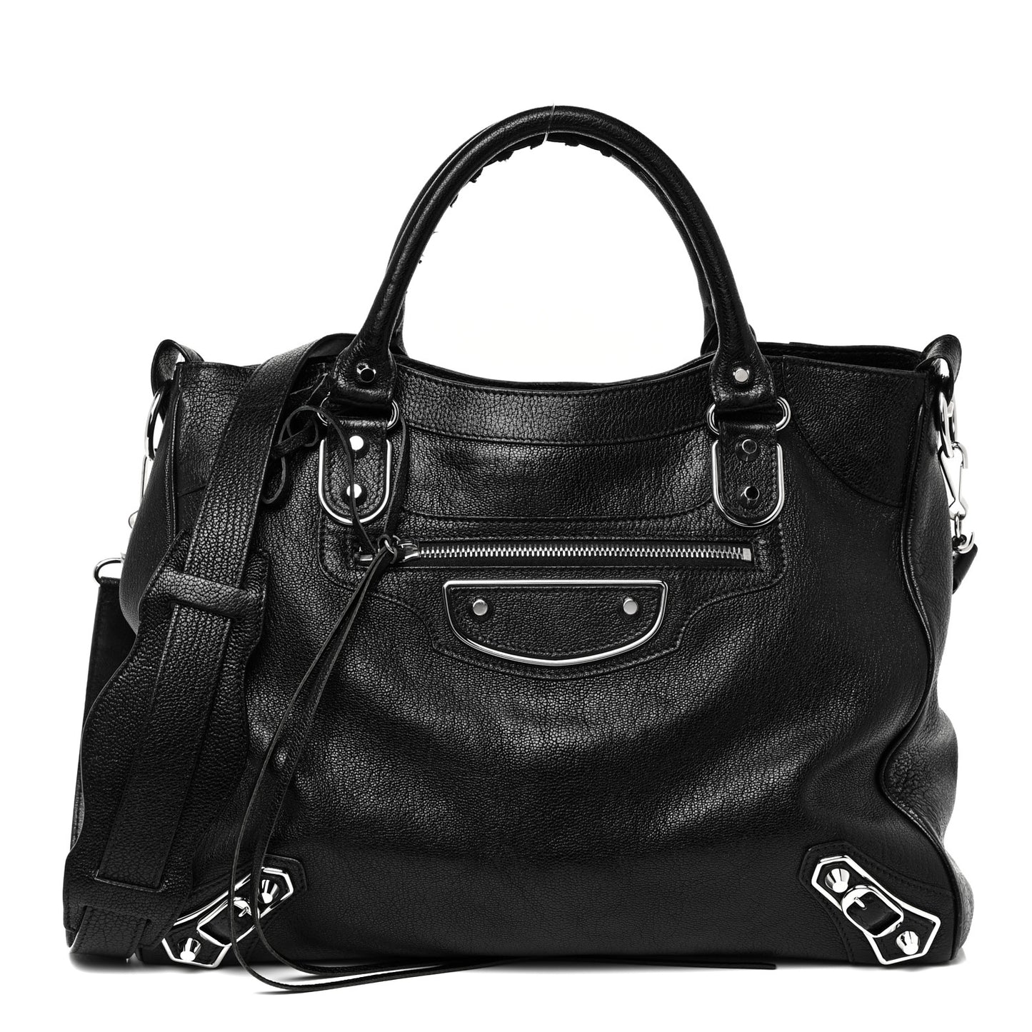 Chevre Silver Metallic Edge Hardware Velo Black