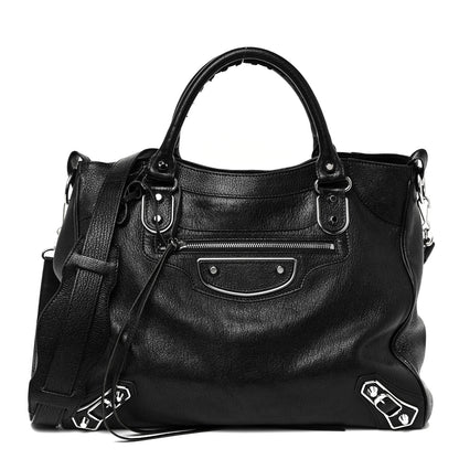 Balenciaga Chevre Silver Metallic Edge Hardware Velo Black 3 of 28