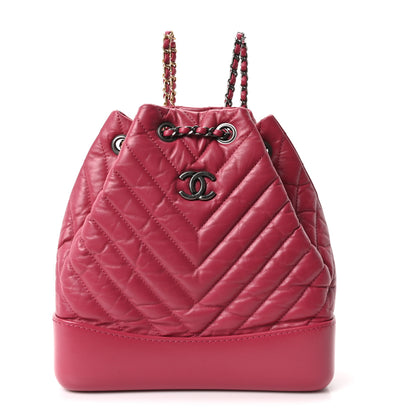 Chanel Aged Calfskin Chevron Quilted Small Gabrielle Backpack Dark Pink 1 of 11