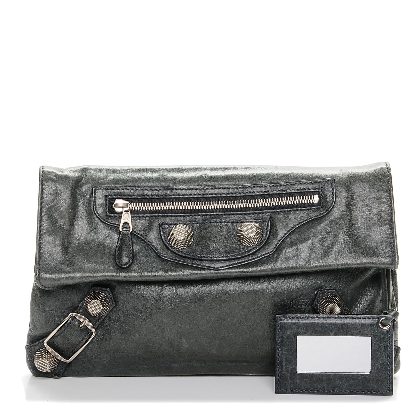 Agneau Giant 21 Silver Hardware Envelope Clutch Anthracite