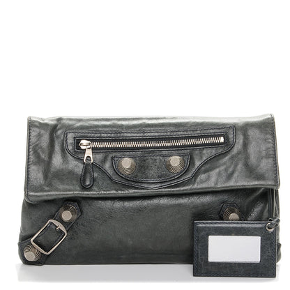 Balenciaga Agneau Giant 21 Silver Hardware Envelope Clutch Anthracite 1 of 7