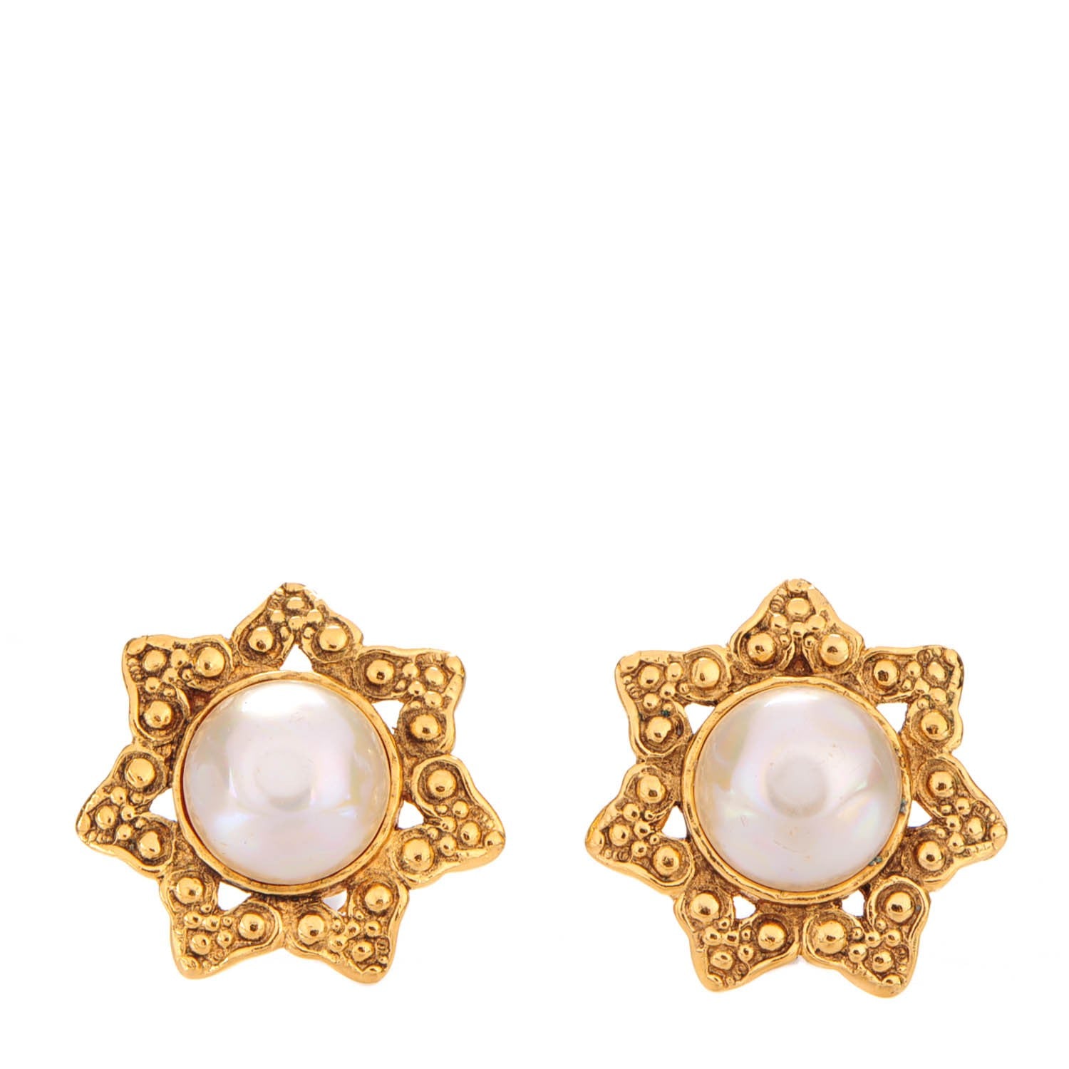 Chanel Pearl Clip On Earrings Gold 1 of 5