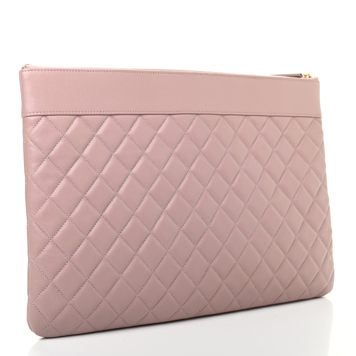 Chanel Lambskin Quilted Large Vintage Mademoiselle Cosmetic Case Pink 3 of 9