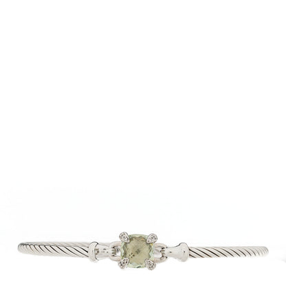 David Yurman Sterling Silver Diamond Prasiolite 3mm Chatelaine Bracelet 1 of 3