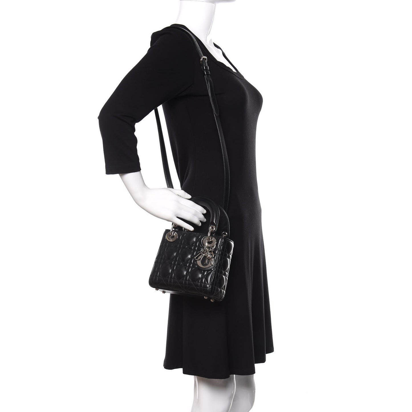 Lambskin Cannage Mini Lady Dior Black