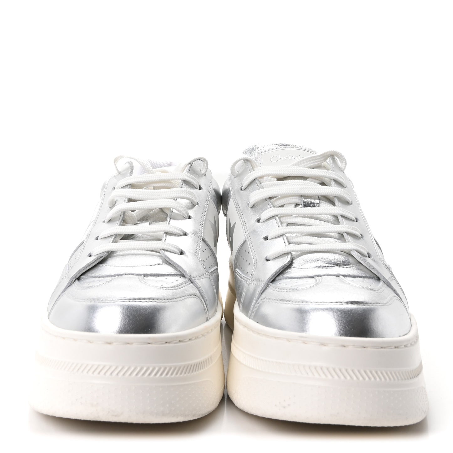 Metallic Calfskin Suede Dior Star Ors Platform Sneakers 39 Silver