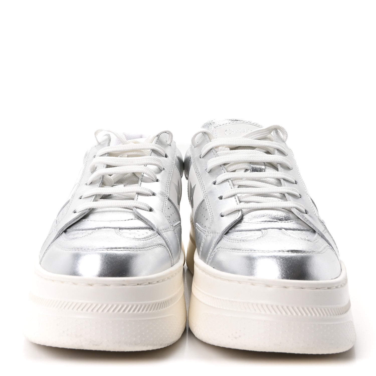 Christian Dior Metallic Calfskin Suede Dior Star Ors Platform Sneakers 39 Silver 3 of 9
