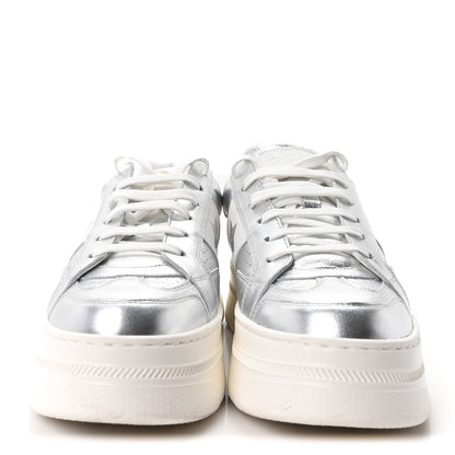 Christian Dior Metallic Calfskin Suede Dior Star Ors Platform Sneakers 39 Silver 3 of 9