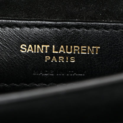 Saint Laurent Calfskin Crocodile Embossed Medium Monogram Sunset Black 7 of 11