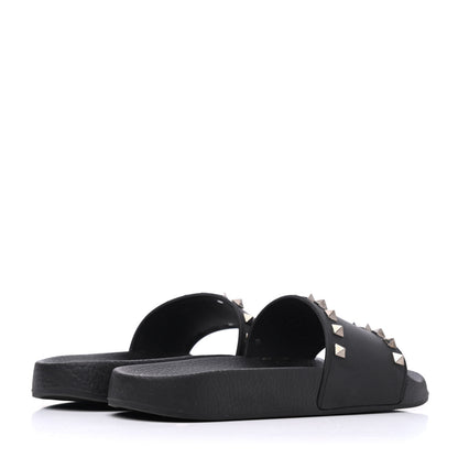 Valentino Garavani Rubber Rockstud Slide Sandals 38 Black 4 of 10