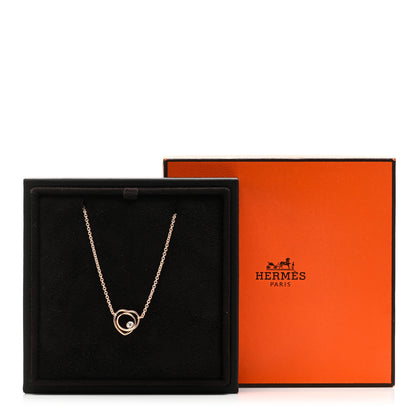 Hermes 18K Rose Gold Diamond TPM Vertige Coeur Necklace ST 5 of 5