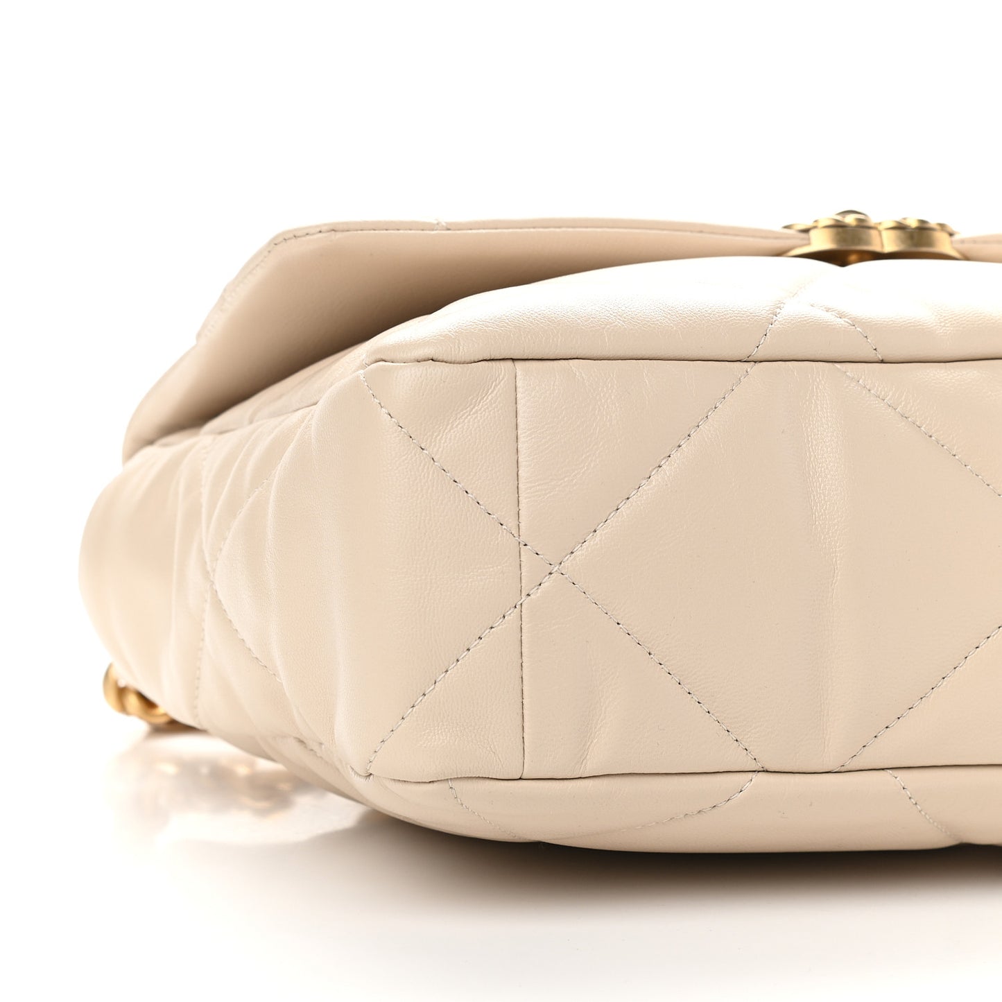 Lambskin Quilted Large Chanel 19 Flap Beige