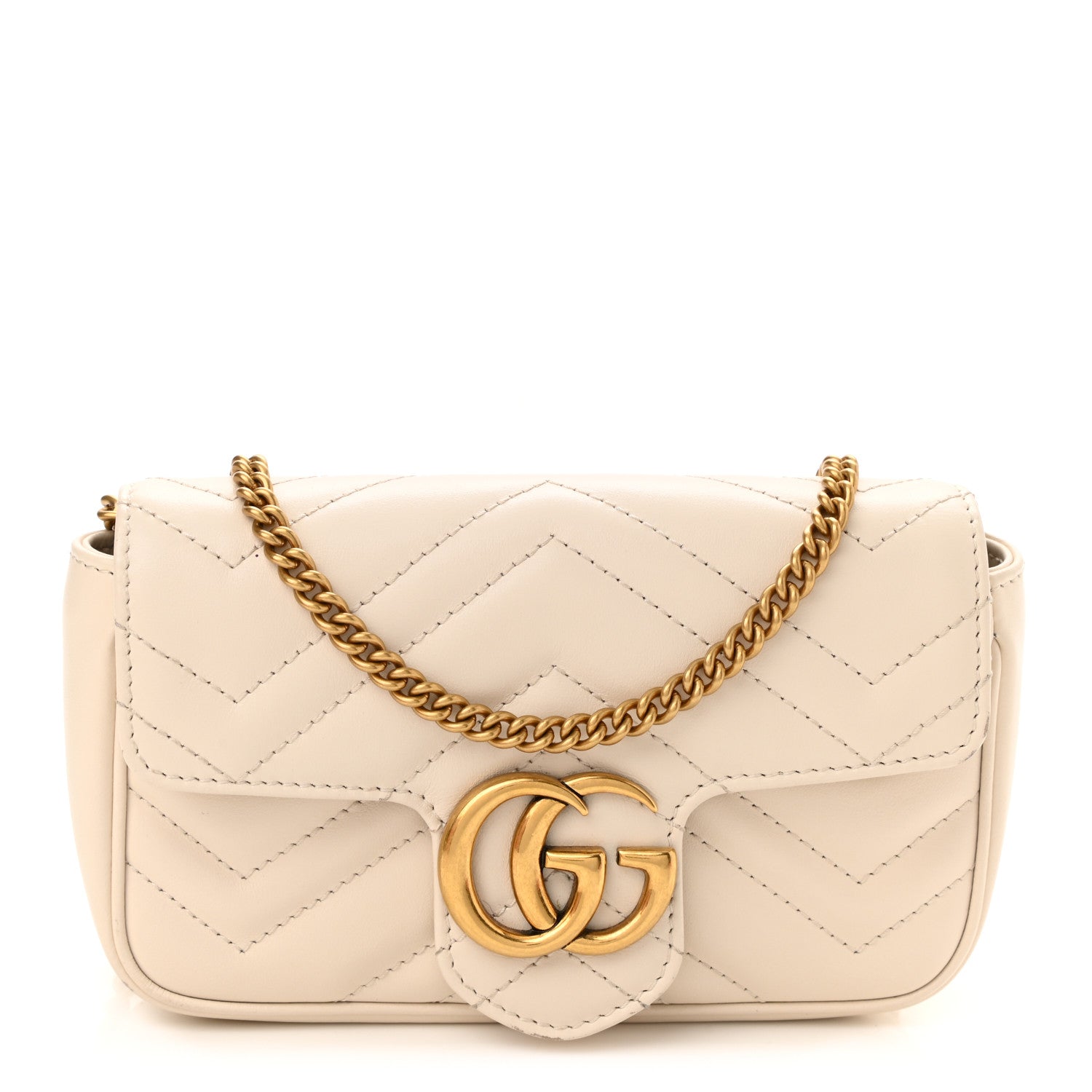 Gucci Calfskin Matelasse Super Mini GG Marmont Shoulder Bag White 1 of 10