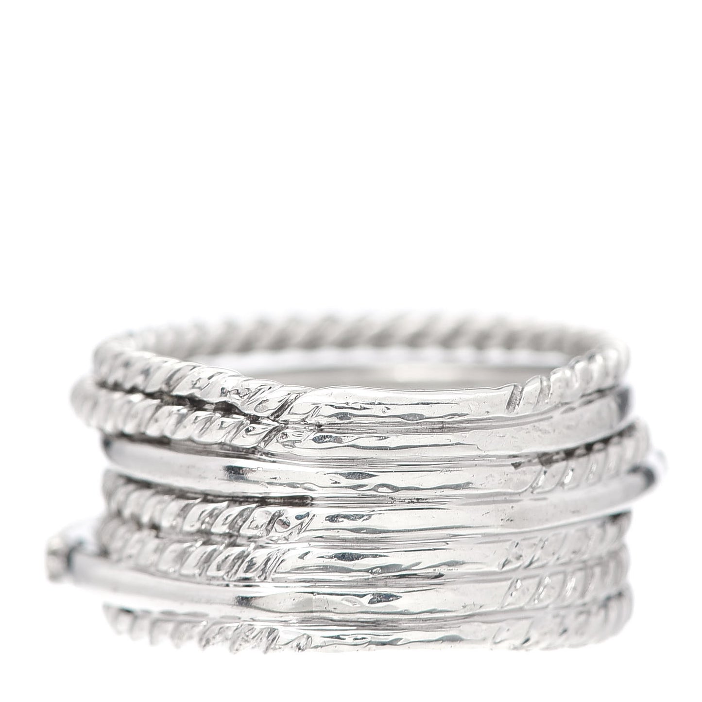 Sterling Silver 14K White Gold Diamond 11mm Wide Crossover Cable Ring 51 5.75