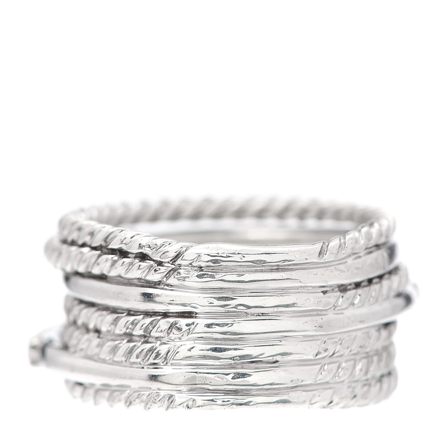 David Yurman Sterling Silver 14K White Gold Diamond 11mm Wide Crossover Cable Ring 51 5.75 3 of 4