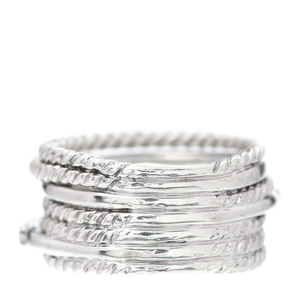 David Yurman Sterling Silver 14K White Gold Diamond 11mm Wide Crossover Cable Ring 51 5.75 3 of 4