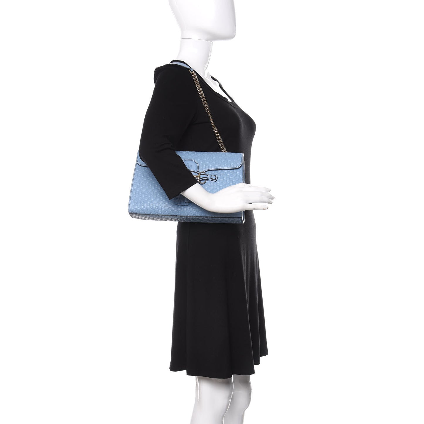 Microguccissima Medium Emily Chain Shoulder Bag Mineral Blue