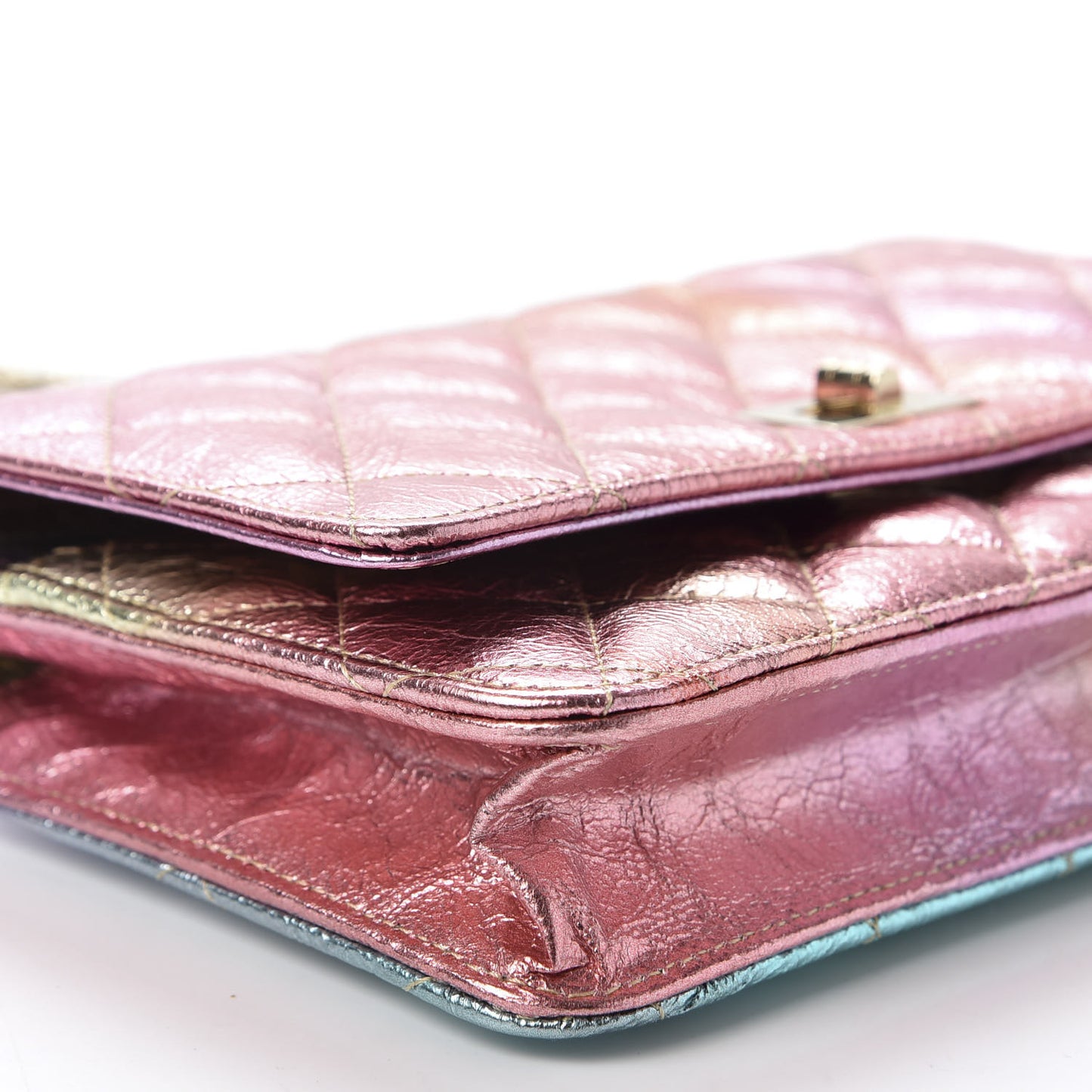 Metallic Goatskin Quilted 2.55 Reissue Wallet on Chain WOC Multicolor