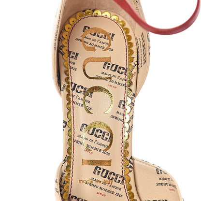 Gucci Malaga Kid Stamp Print Daisy Ankle Strap d'Orsay 105 Pumps 39 Soy Black Hibiscus Red 7 of 10