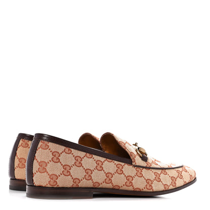 Gucci Canvas GG Monogram Horsebit Mens Jordaan Loafers 8 Beige Ruggine Light Brown 4 of 9