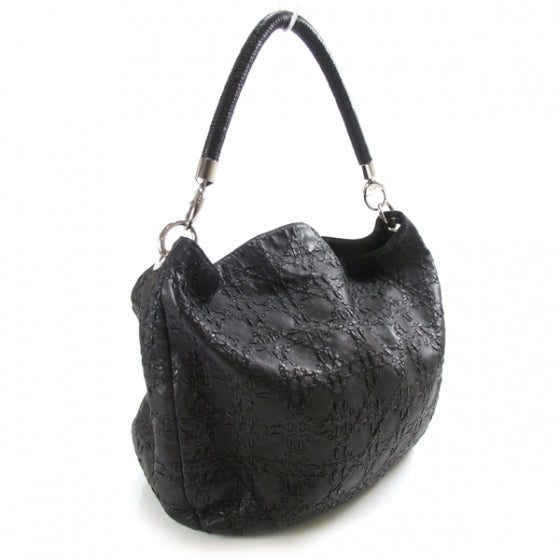 Lambskin Cannage Stitched Hobo Black