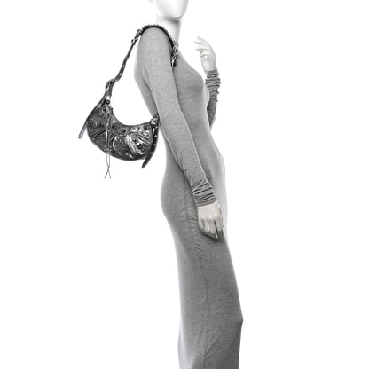 Balenciaga Metallic Agneau Arena Le Cagole Shoulder Bag XS Silver 2 of 12