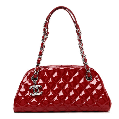 Chanel Patent Quilted Small Just Mademoiselle Bowling Bag Red 1 of 10