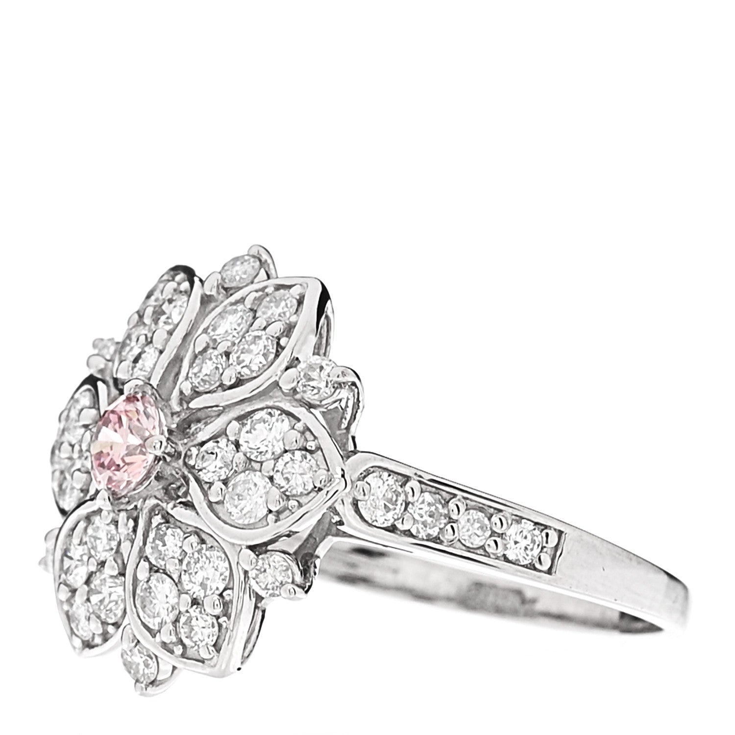 Parker & West by FASHIONPHILE Platinum Diamond Pink Diamond .19ctw Flower Ring  53 6.25 3 of 9