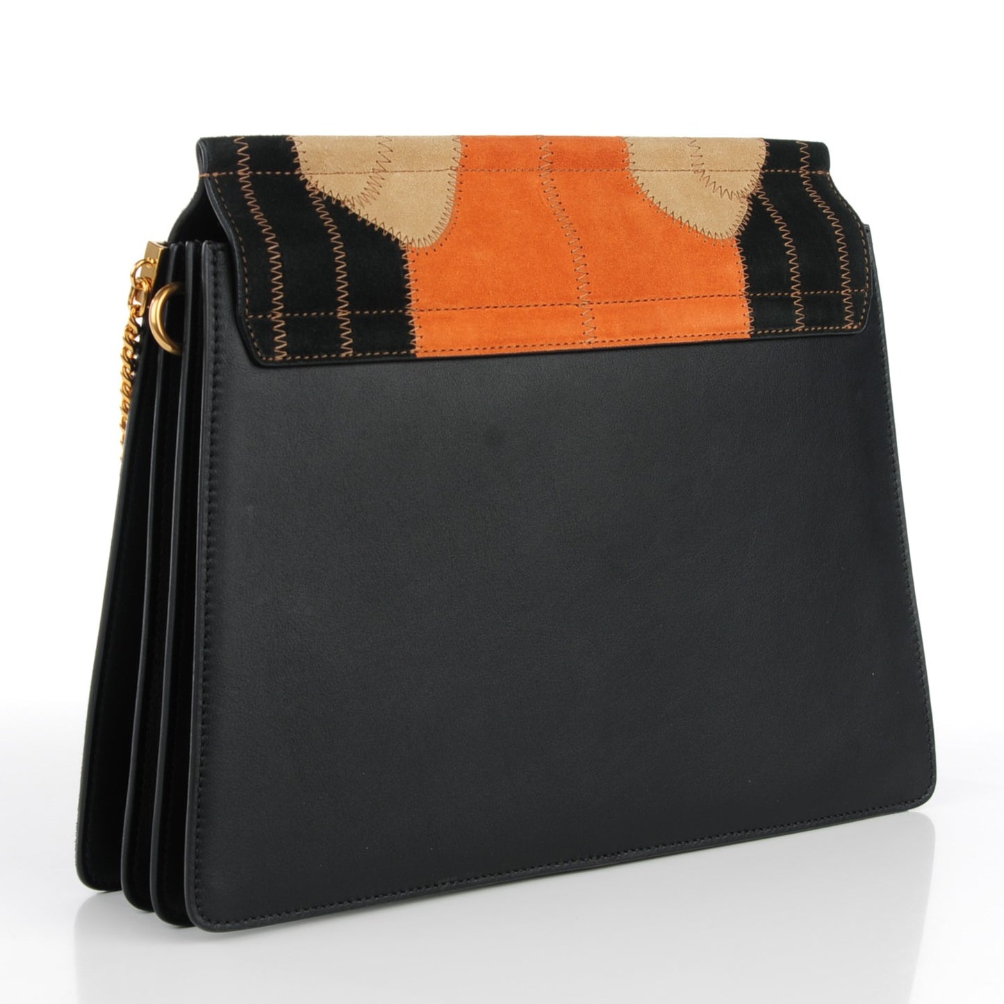 Suede Patchwork Medium Faye Shoulder Bag Desert Beige
