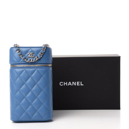 Chanel Caviar Quilted Phone Holder With Chain Blue 11 of 11