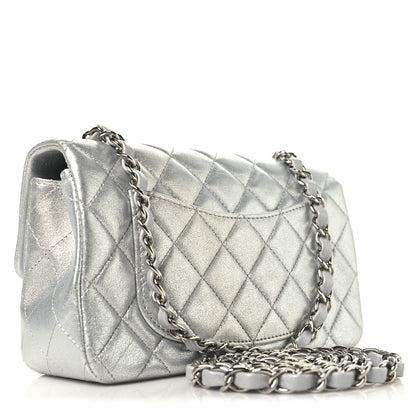 Chanel Metallic Lambskin Quilted Mini Rectangular Flap Silver 3 of 10