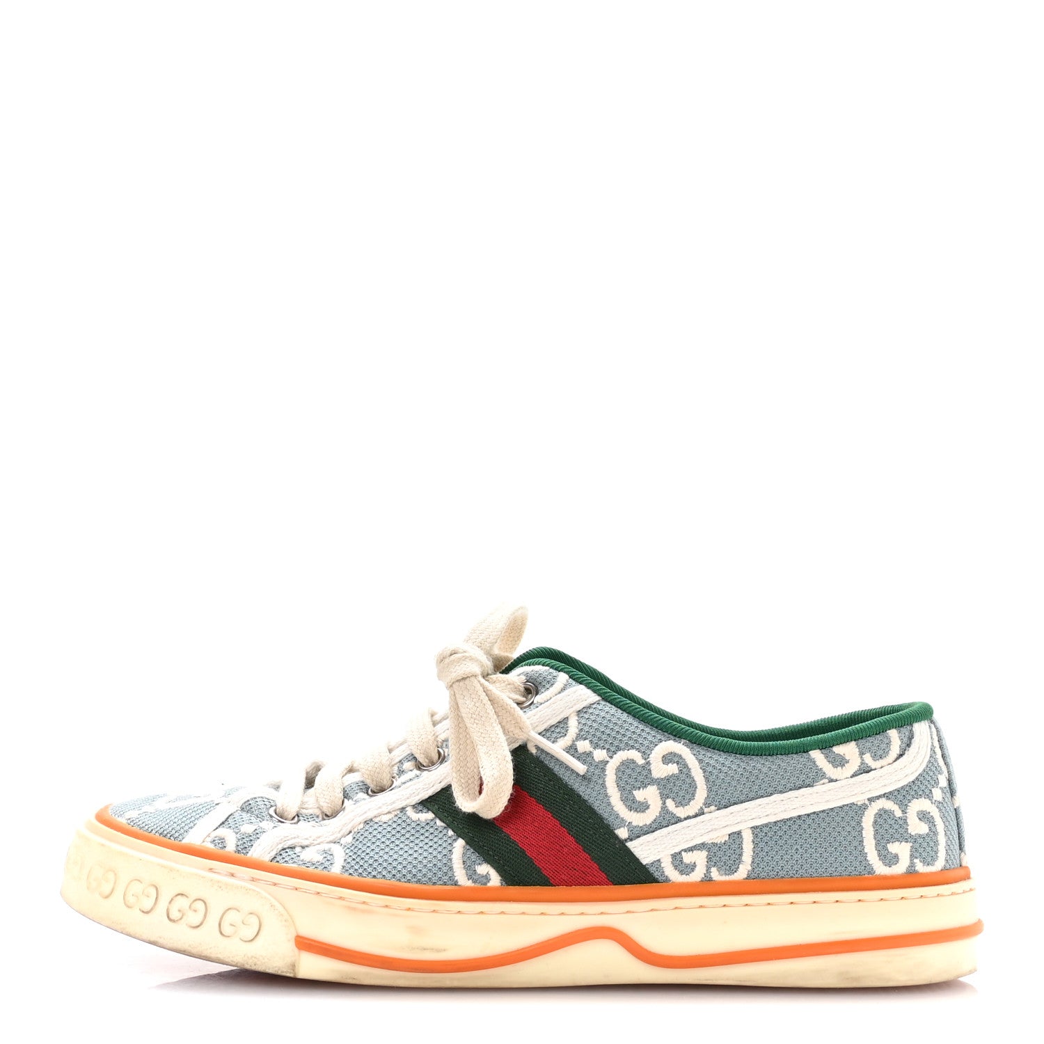 Gucci Cotton GG Monogram Web Womens 1977 Tennis Sneakers 38 Philod Ivory Mystic White 1 of 8