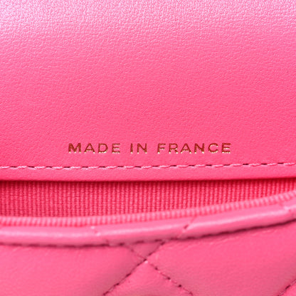 Chanel Lambskin Enamel Quilted Coco Hearts Clutch With Chain Pink 7 of 12