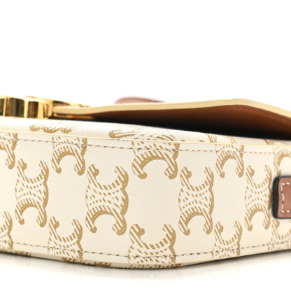 Celine Canvas Calfskin Triomphe Shoulder Bag White 10 of 10